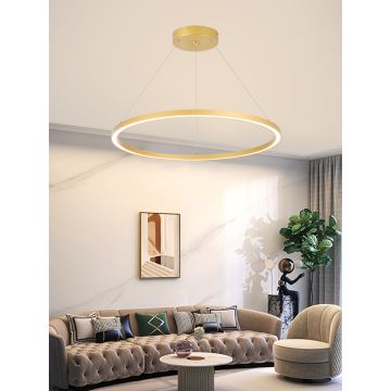 Immax NEO 07159-G80 – Dimmbare LED-Hängeleuchte an Schnur FINO LED/60W/230V Tuya golden + Fernbedienung