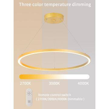 Immax NEO 07159-G80 – Dimmbare LED-Hängeleuchte an Schnur FINO LED/60W/230V Tuya golden + Fernbedienung