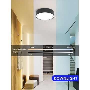 Immax NEO 07200L - Dimmbare LED-Deckenleuchte RONDATE LED/18W/230V 3000-6000K d 25 cm schwarz Tuya + Fernbedienung