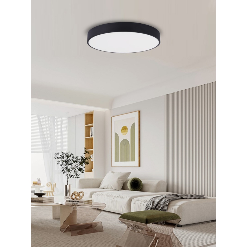 Immax NEO 07203L - Dimmbare LED-Deckenleuchte RONDATE 65W/230V 3000-6000K Tuya schwarz + Fernbedienung