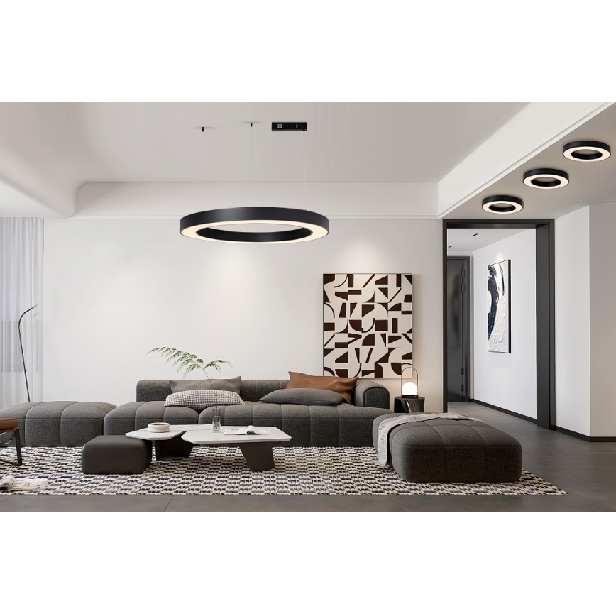 Immax NEO 07211L - Dimmbare LED-Hängeleuchte an Schnur PASTEL LED/68W/230V 2700-6500K Tuya schwarz + Fernbedienung