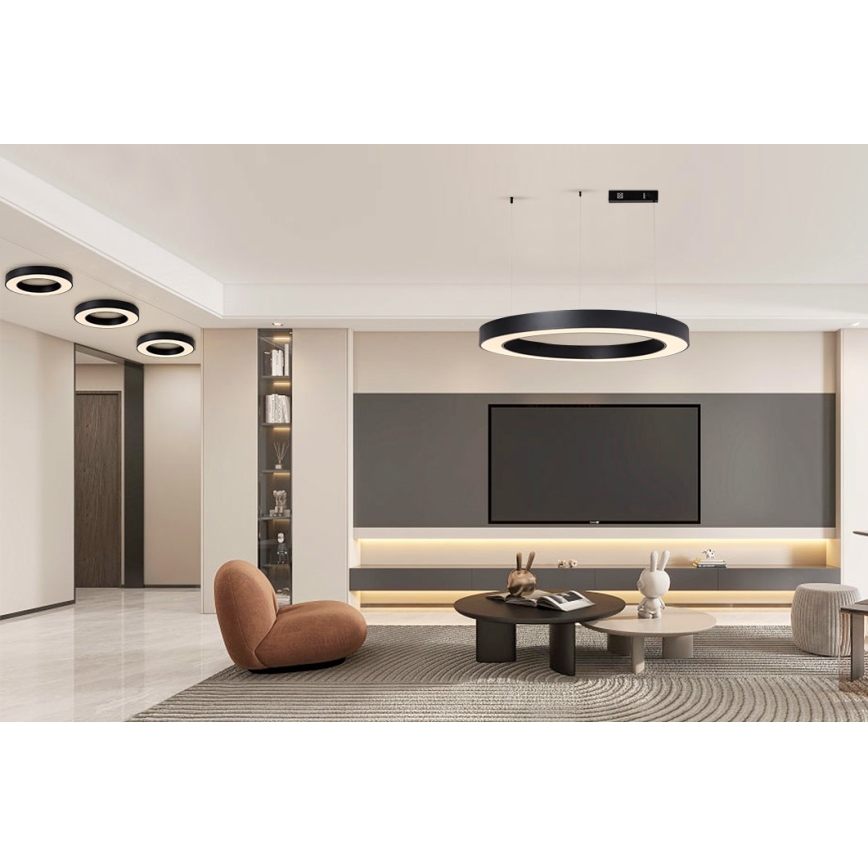 Immax NEO 07211L - Dimmbare LED-Hängeleuchte an Schnur PASTEL LED/68W/230V 2700-6500K Tuya schwarz + Fernbedienung