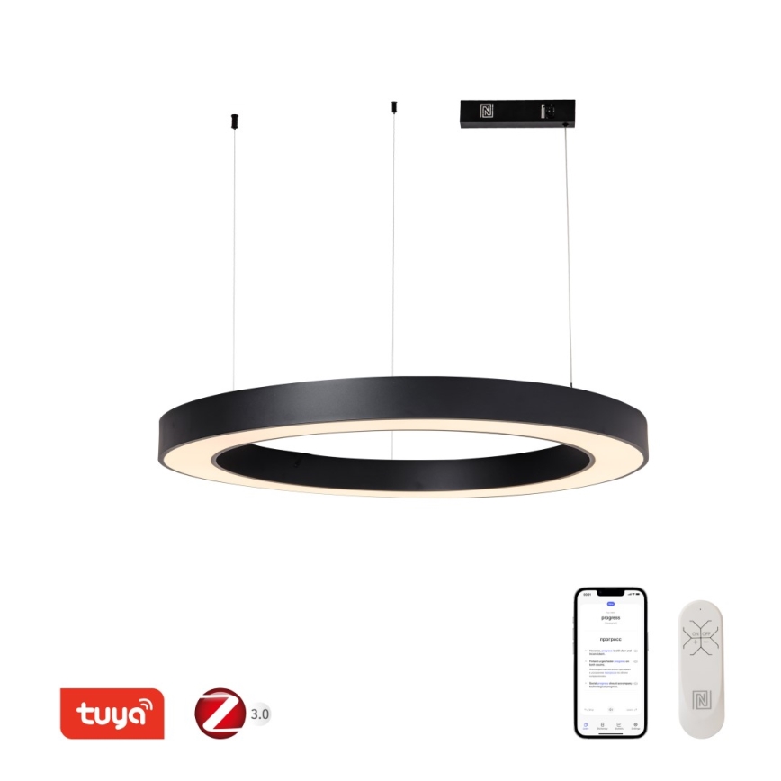 Immax NEO 07211L - Dimmbare LED-Hängeleuchte an Schnur PASTEL LED/68W/230V 2700-6500K Tuya schwarz + Fernbedienung