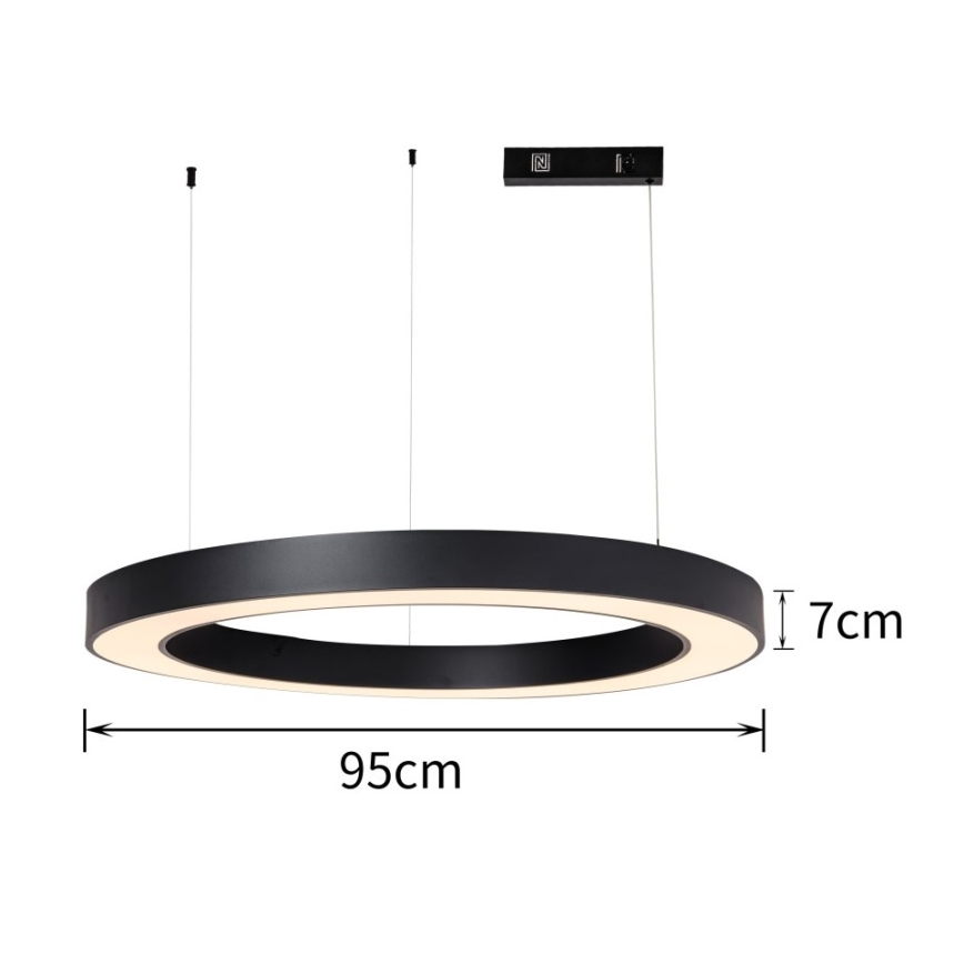 Immax NEO 07211L - Dimmbare LED-Hängeleuchte an Schnur PASTEL LED/68W/230V 2700-6500K Tuya schwarz + Fernbedienung