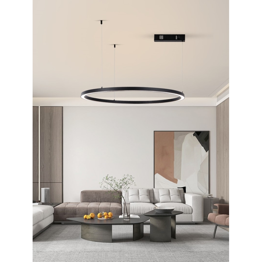 Immax NEO 07215L - Dimmbare LED-Hängeleuchte an Schnur FINO LED/60W/230V 80 cm schwarz Tuya + Fernbedienung