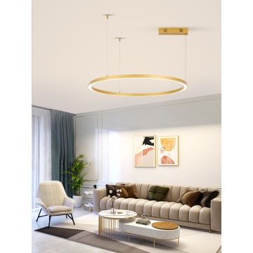 Immax NEO 07217L - Dimmbare LED-Hängeleuchte an Schnur FINO LED/60W/230V 80 cm golden Tuya + Fernbedienung