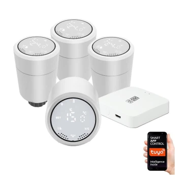 Immax NEO 07732C-SET 4x Thermostatkopf + BRIDGE PRO v3 2xAA/3V Wi-Fi Tuya