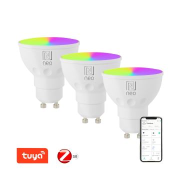 Immax NEO 07777C - SET 3x RGB+CCT Dimmbares LED-Leuchtmittel GU10/4,8W/230V Tuya