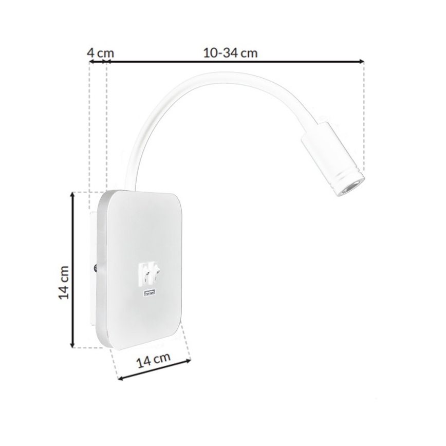 Kleine, flexible LED-Leuchte BASE 1xLED/8W + 1xLED/2W/230V weiß