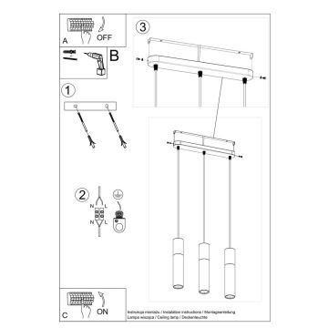 Kronleuchter an einer Litze BORGIO 3xGU10/40W/230V