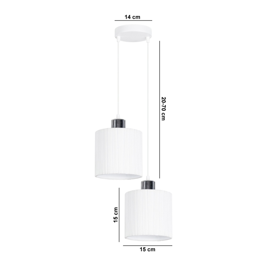 Kronleuchter an Schnur BIZO 2xE27/60W/230V weiß/grau