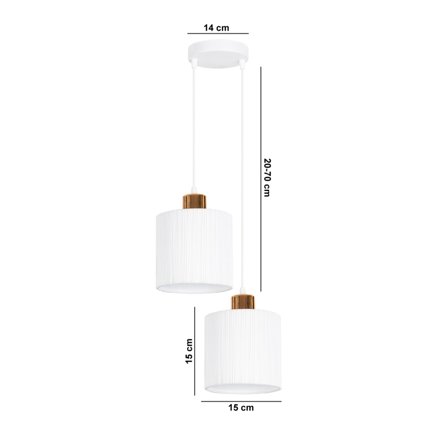 Kronleuchter an Schnur BIZO 2xE27/60W/230V weiß/kupfer