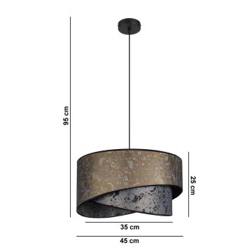 Kronleuchter an Schnur REZO 1xE27/60W/230V grau/gold