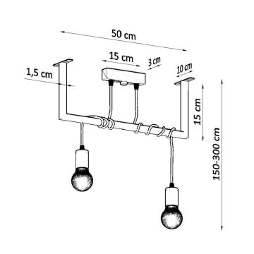 Kronleuchter an Schnur SALAMANCA 2xE27/60W/230V