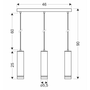 Kronleuchter an Schnur TUBO 3xGU10/25W/230V