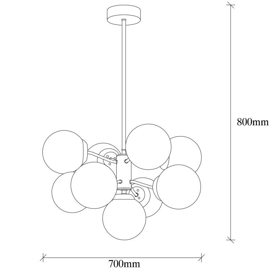 Kronleuchter an Stange MUDONI 9xE27/100W/230V