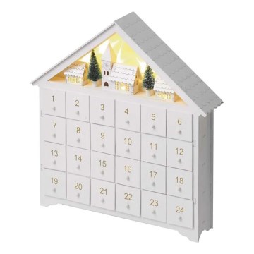 LED-Adventskalender 8xLED/2xAA weiß