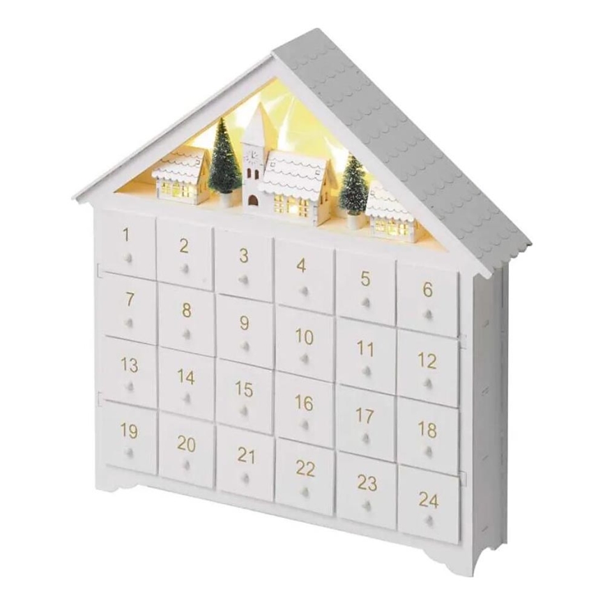 LED-Adventskalender 8xLED/2xAA weiß