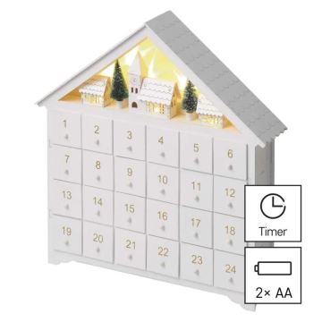 LED-Adventskalender 8xLED/2xAA weiß