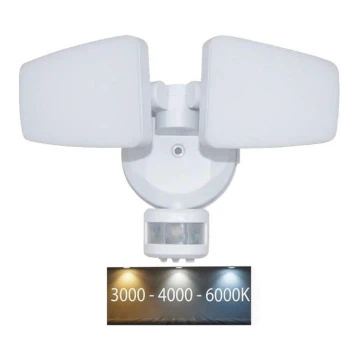 LED-Außenstrahler mit Sensor LED/24W/230V 3000/4000/6000K IP54 weiß