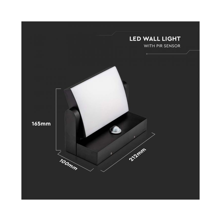 LED-Außenwandleuchte mit Sensor LED/17W/230V 3000K IP65 schwarz