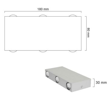 LED-Außenwandleuchte SILBER 6xLED/1W/230V IP54