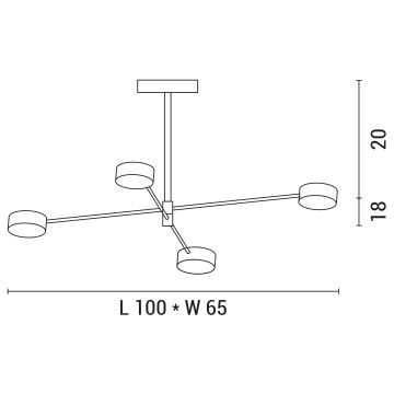 LED-Deckenleuchte an Stange 4xLED/12W/230V 4000K golden