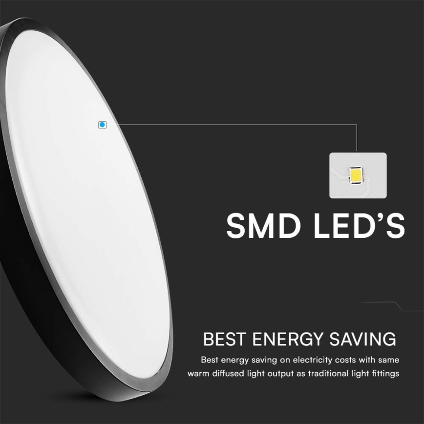 LED-Deckenleuchte für Badezimmer LED/24W/230V IP44 4000K d 29 cm schwarz