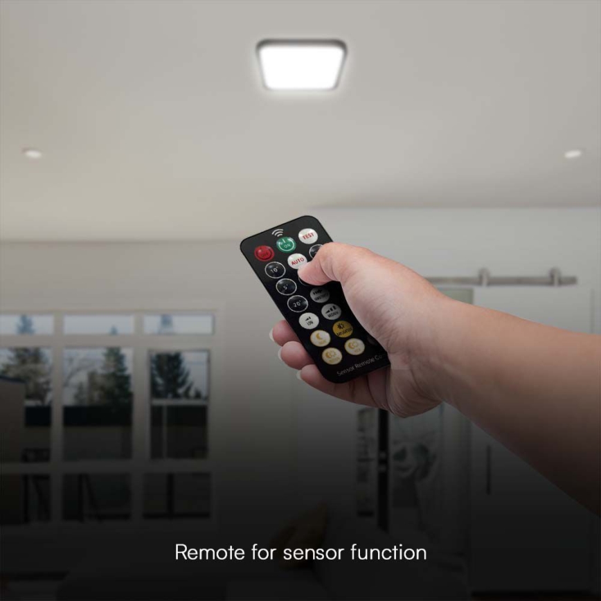 LED-Deckenleuchte für Badezimmer mit Sensor SAMSUNG CHIP LED/36W/230V IP44 4000K 42x42 cm schwarz + Fernbedienung