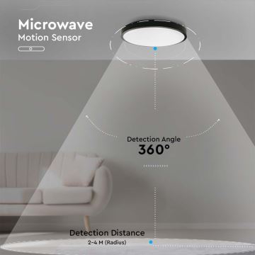 LED-Deckenleuchte mit Sensor für Badezimmer LED/18W/230V 4000K IP44 schwarz