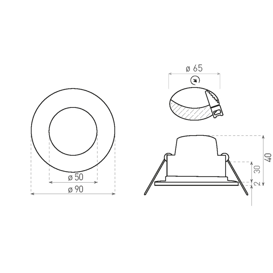 LED-Einbauleuchte für Badezimmer BONO LED/5W/230V 3000K IP65 Chrom