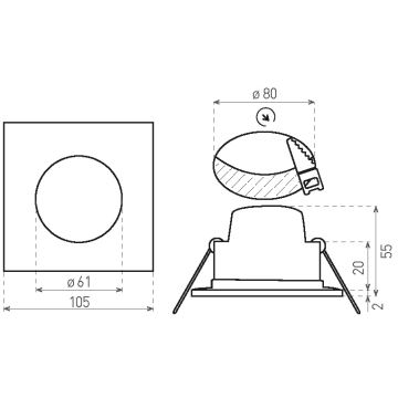 LED-Einbauleuchte für Badezimmer BONO LED/8W/230V 3000K IP65 schwarz