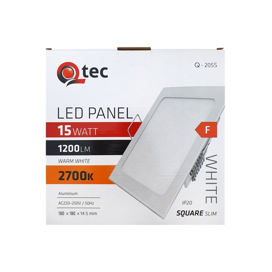 LED-Einbauleuchte QTEC LED/15W/230V 2700K 19x19 cm