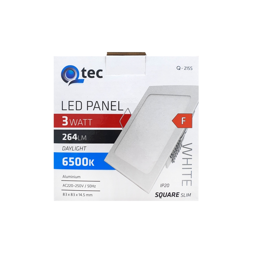 LED-Einbauleuchte QTEC LED/3W/230V 6500K 8,3x8,3 cm
