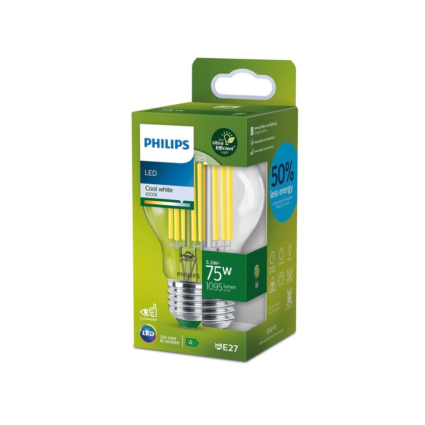 LED-Glühbirne FILAMENT Philips A70 E27/5,2W/230V 4000K