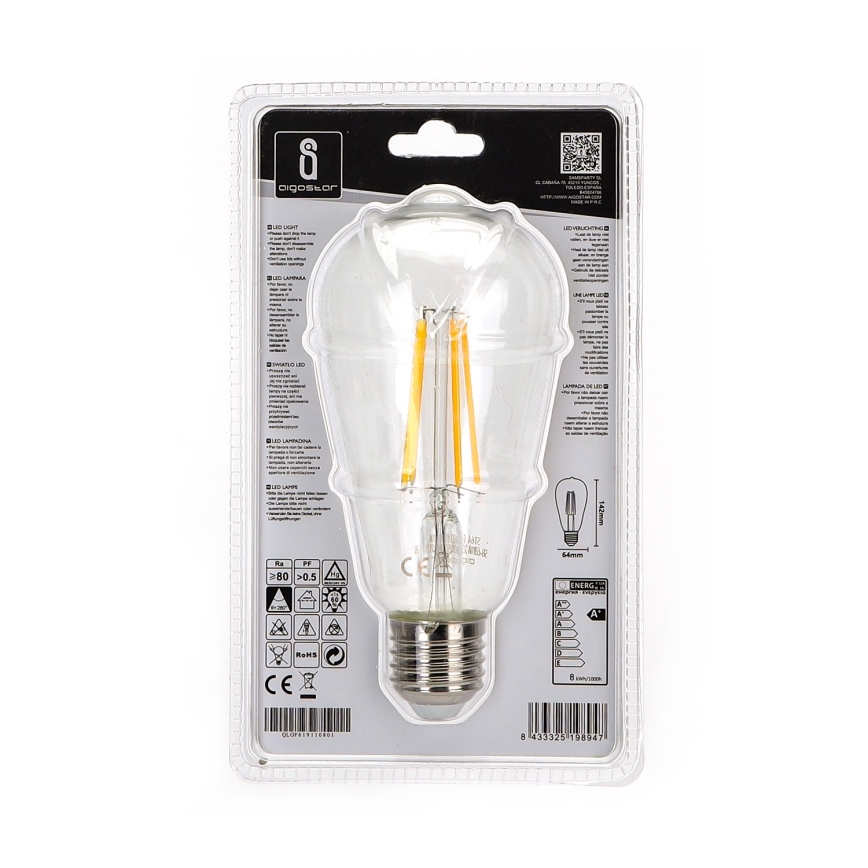 LED Glühbirne ST64 E27/8W/230V 2700K - Aigostar