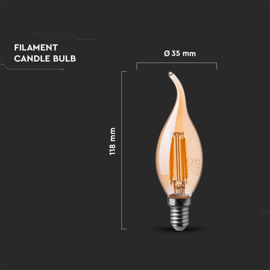 LED-Glühlampe FILAMENT AMBER E14/4W/230V 2200K