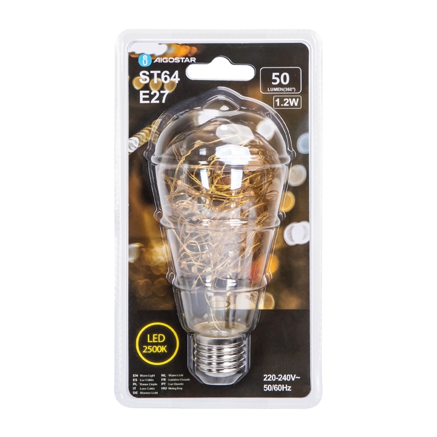 LED-Glühlampe FILAMENT ST64 E27/1,2W/230V 2500K - Aigostar