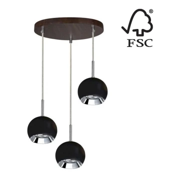 LED-Hängeleuchte an Schnur BALL WOOD 3xGU10/5W/230V – FSC-zertifiziert