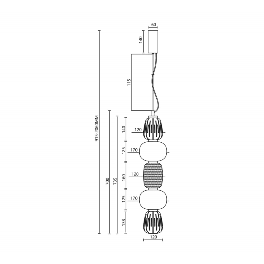 LED-Hängeleuchte an Schnur CARO LED/40W/230V golden