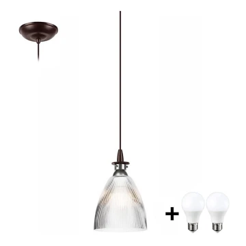 LED-Hängeleuchte an Schnur JODI 1xE27/60W/230V bronzen