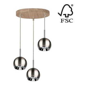 LED-Hängeleuchte BALL WOOD 3xGU10/5W/230V – FSC-zertifiziert