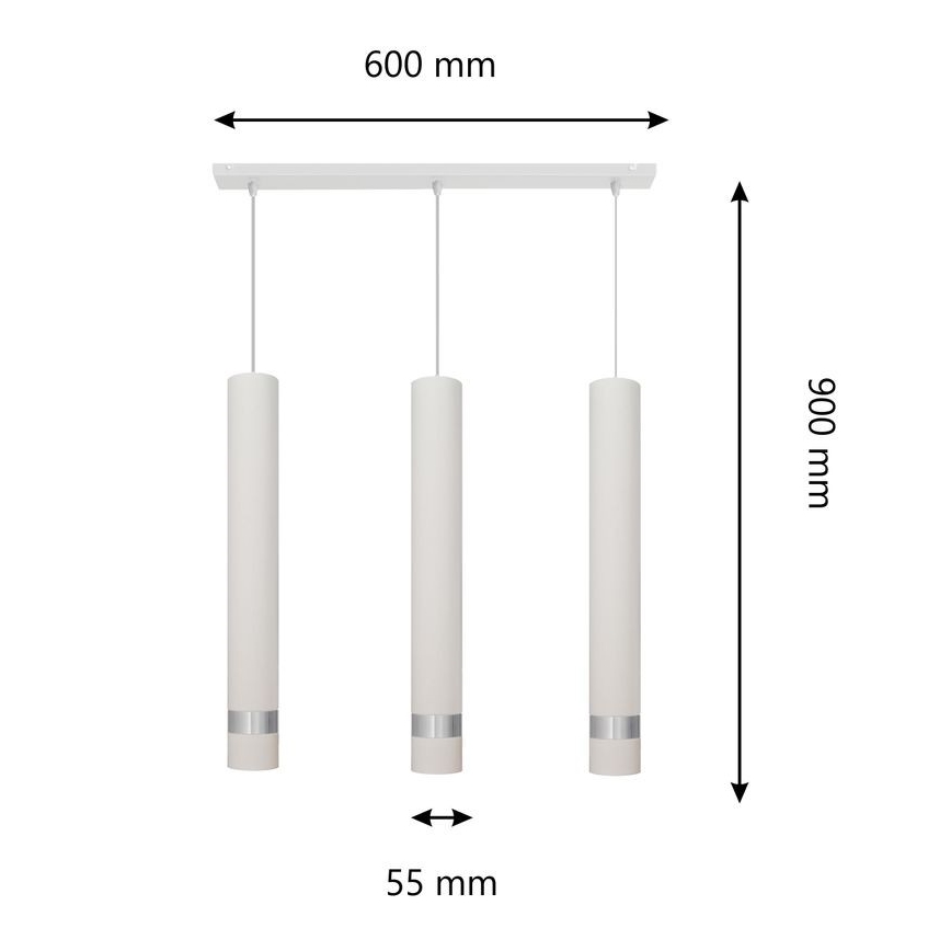 LED Hängeleuchte TUBA 3xGU10/6,5W/230V weiß/chrom matt