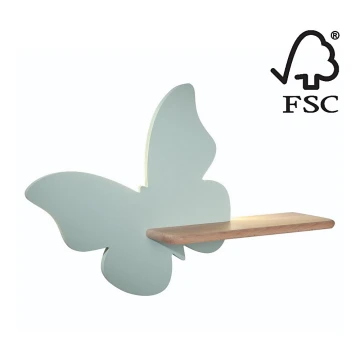 LED-Kinder-Wandleuchte mit Ablage BUTTERFLY LED/5W/230V grün/Holz