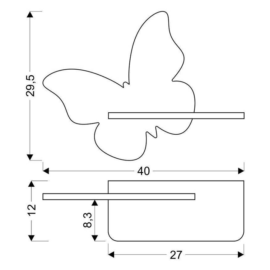 LED-Kinder-Wandleuchte mit Ablage BUTTERFLY LED/5W/230V grün/Holz