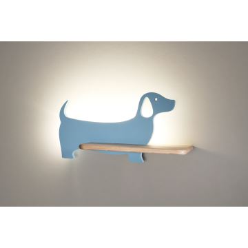 LED-Kinderwandleuchte mit Ablage DOG LED/5W/230V blau/Holz