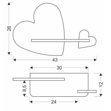 LED-Kinderwandleuchte mit Ablage HEART LED/5W/230V rosa/weiß/Holz