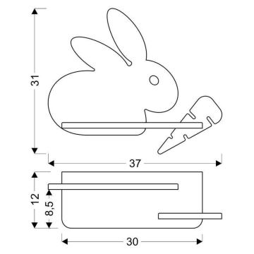 LED-Kinderwandleuchte mit Ablage RABBIT LED/4W/230V grau/weiß/Holz