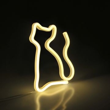LED-Neon-Wanddekoration CAT LED/3W/3xAA gelb