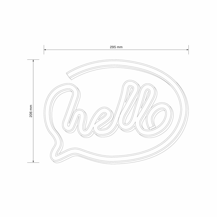 LED-Neon-Wanddekoration HELLO LED/3W/3xAA USB rosa